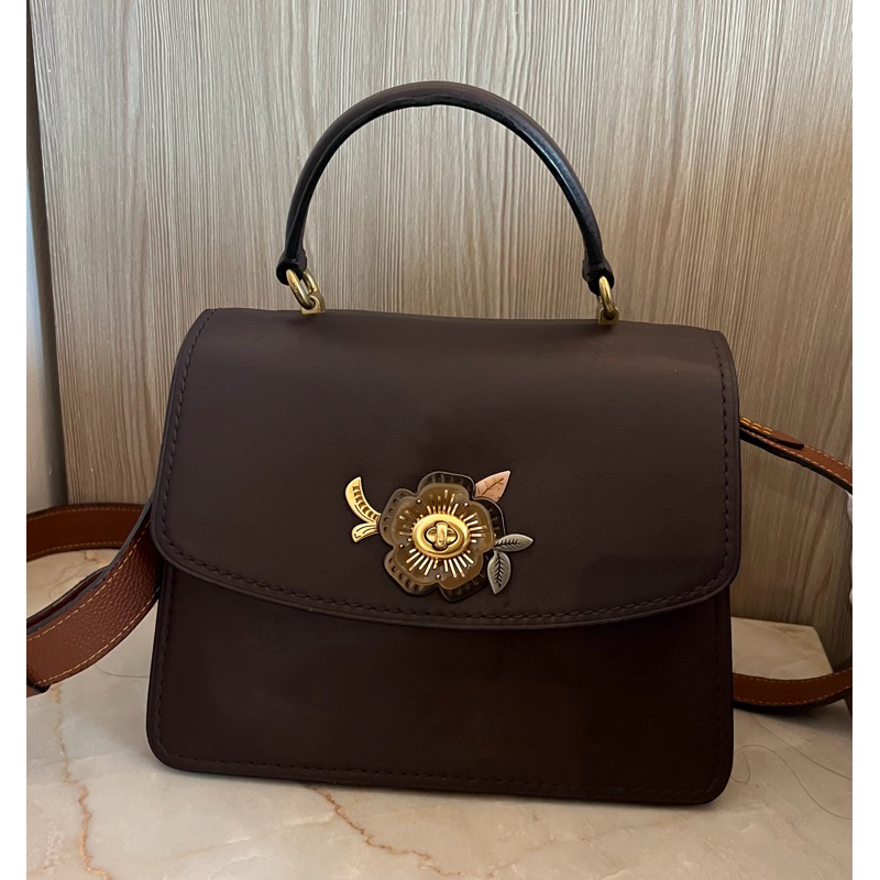 Coach parker top handle with tea rose on sale stones