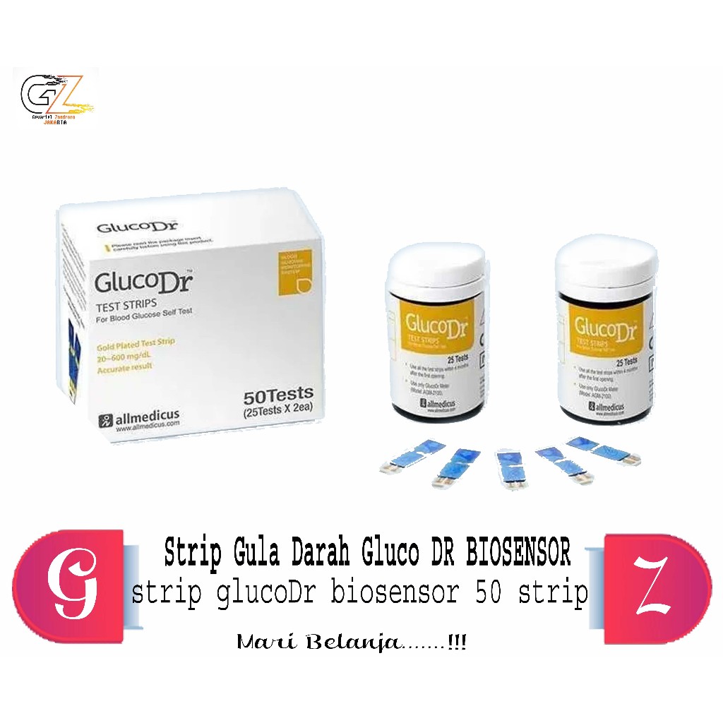Jual strip gula darah gluco dr biosensor / strip glucoDr biosensor 50 ...