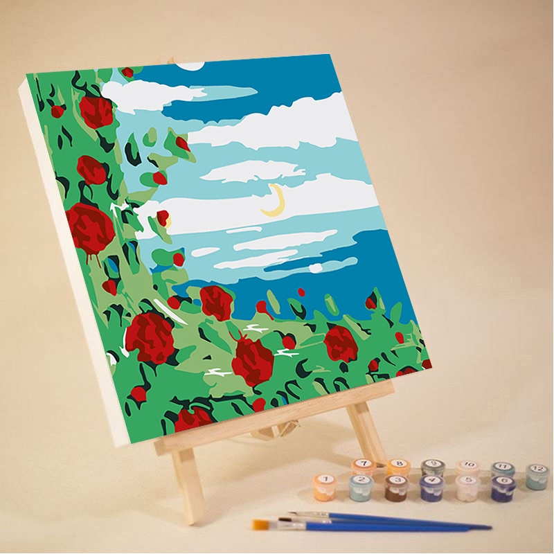 Jual PAINT BY NUMBER 20x20 CM AESTHETIC LANDSCAPE KANVAS PAINTING KIT