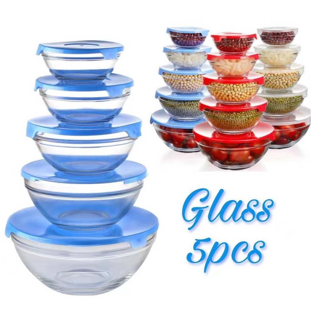 Jual Ssa Glass Bowl Set Mangkok Kaca Susun 5 Pcs Mangkuk Beling Tutup Gsf 34005 Shopee 0625