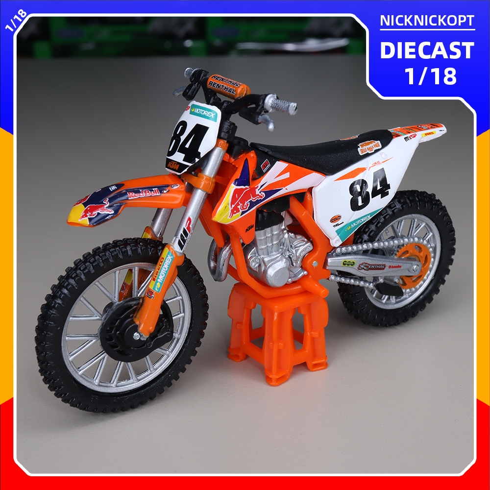 Bburago KTM 450 SX-F Factory Edition 2018 – Miniature 1/18 Détaillée, Couleur Assortie, Cadeau Fan Moto