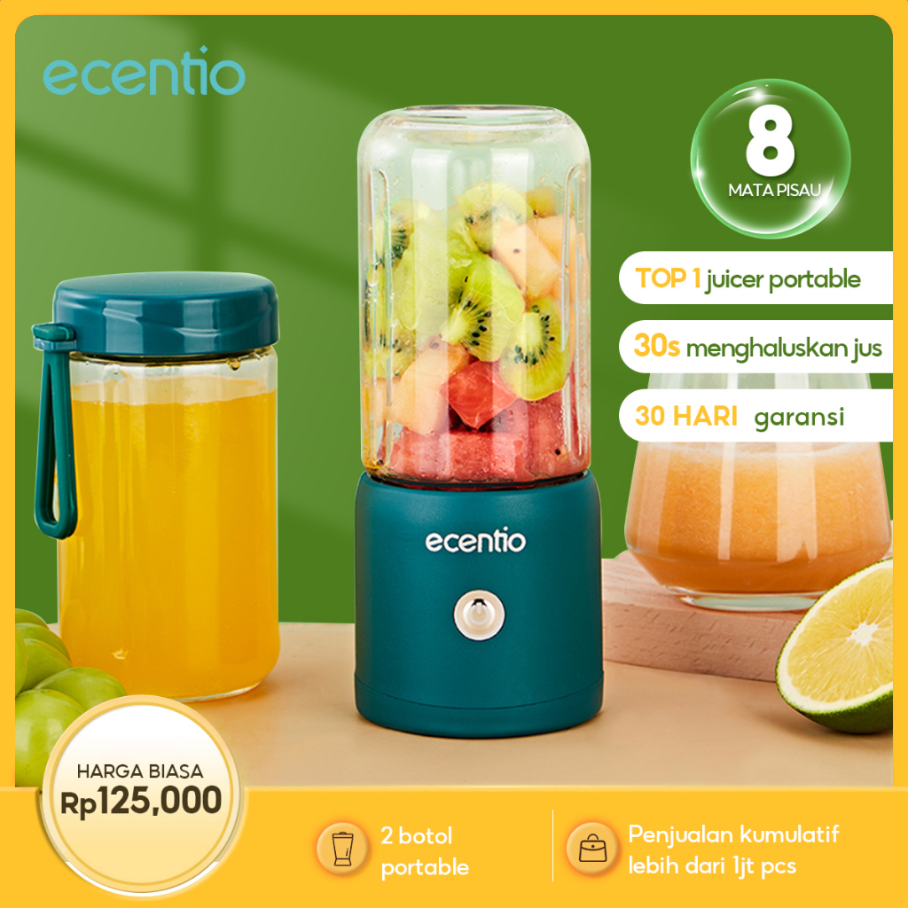 Jual 【grosir】ecentio mini blender portable 380ml USB 8 Mata Pisau 304