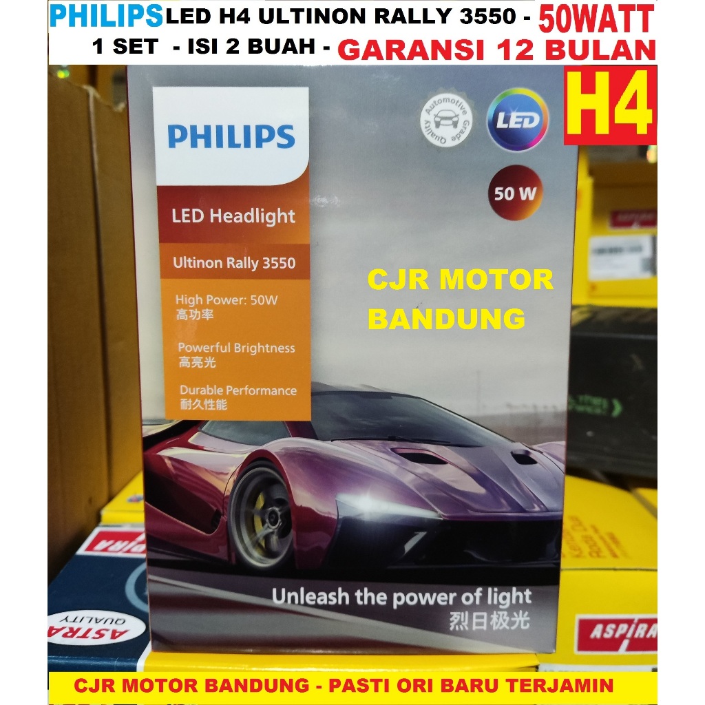 Jual PHILIPS LED ULTINON RALLY 3550 H4 50 WATT Lampu Depan Mobil H4 LED ...