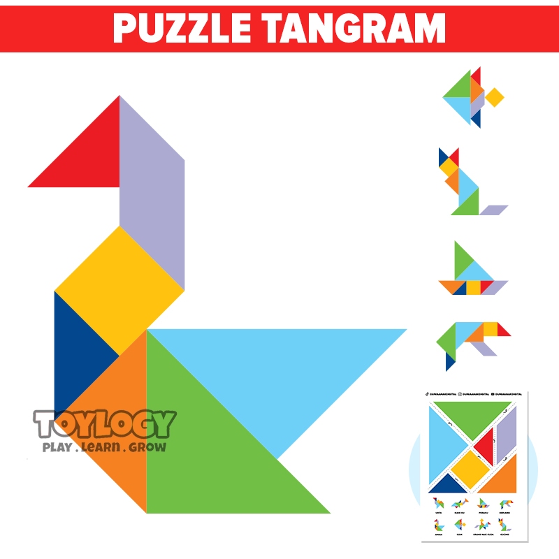 Jual Mainan Edukasi Anak DIY Kertas Gambar Bentuk Tangram Bongkar