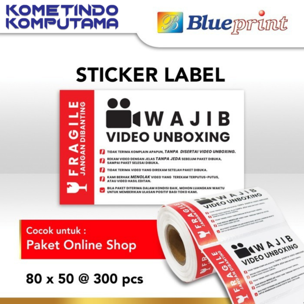 Jual UNBOXING 80x50 Semi Coated BLUEPRINT isi 300Pcs Sticker label ...