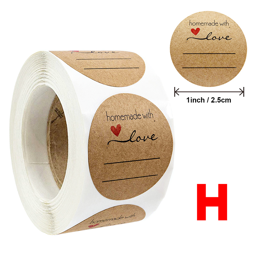 Jual Sticker Kraft Coklat Label Handmade Baked with Love 2,5cm (1 roll ...