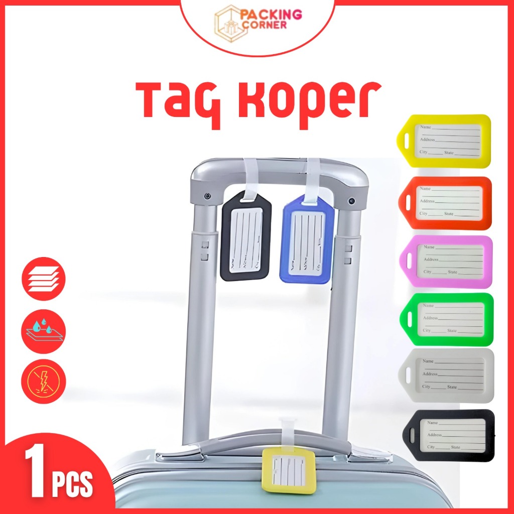 Jual Luggage Tag Travel Koper Name Tag Label Gantungan Nama Tas Bagasi Warna Warni Polos