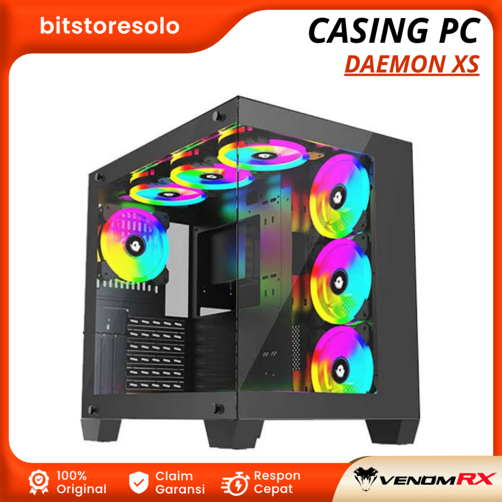 Jual CASING PC CASE PC KOMPUTER GAMING VENOMRX DAEMON XS BLACK | Shopee ...