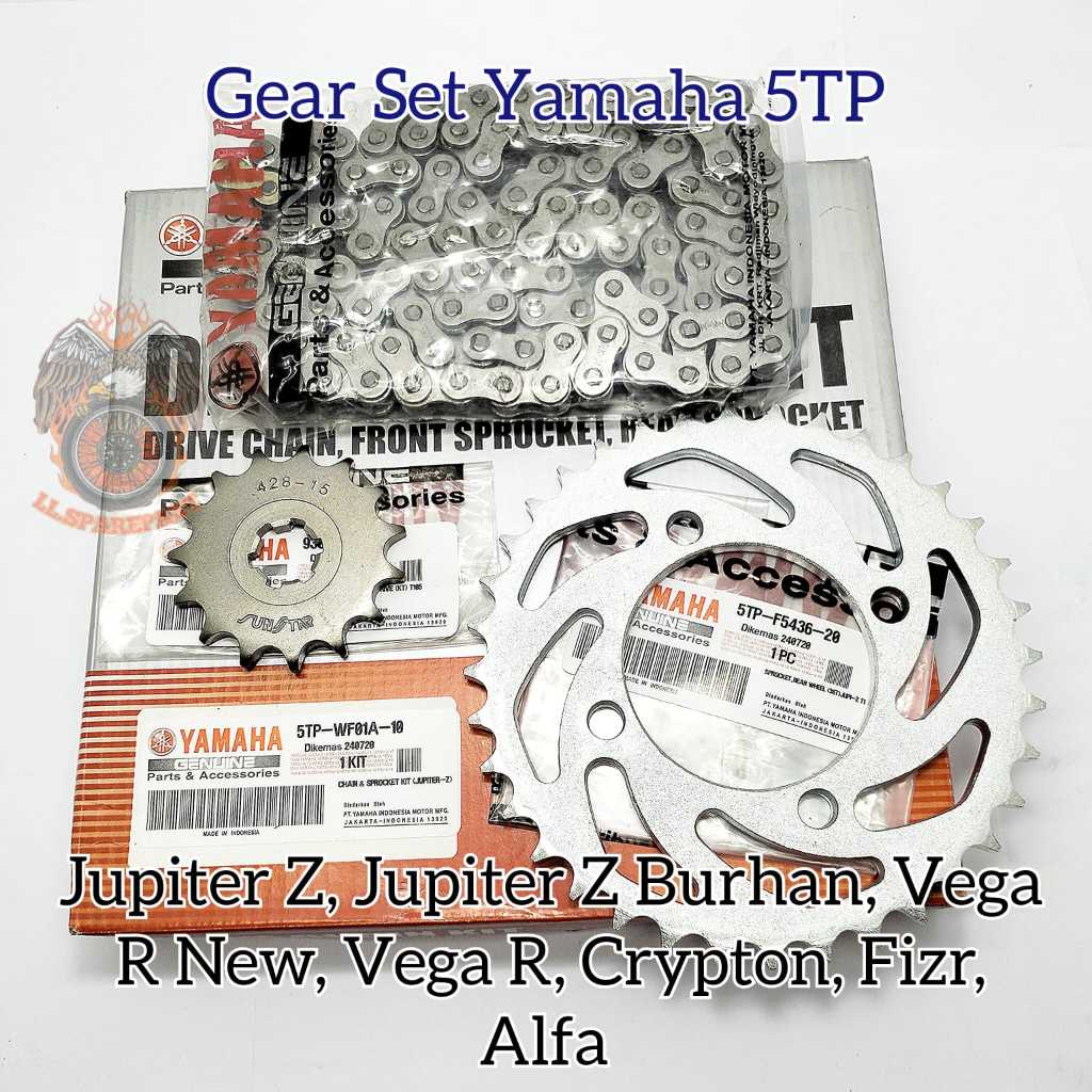 Jual GEAR SET PLUS RANTAI YAMAHA 5TP KUALITAS ASLI ORIGINAL JUPITER Z