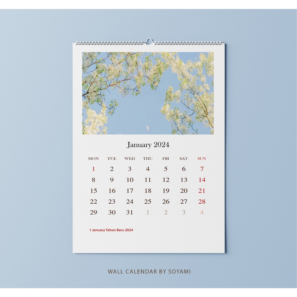 Jual Kalender Dinding A3 Watercolor 02 Flower Aesthetic 2024 Premium ...