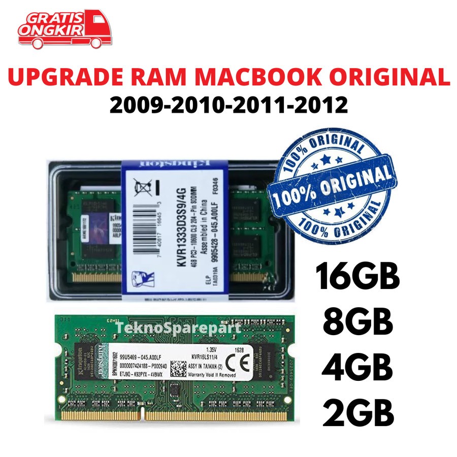 Jual RAM 16GB 8GB 4GB 2GB Macbook Pro 2009 2010 2011 2012 | Shopee ...
