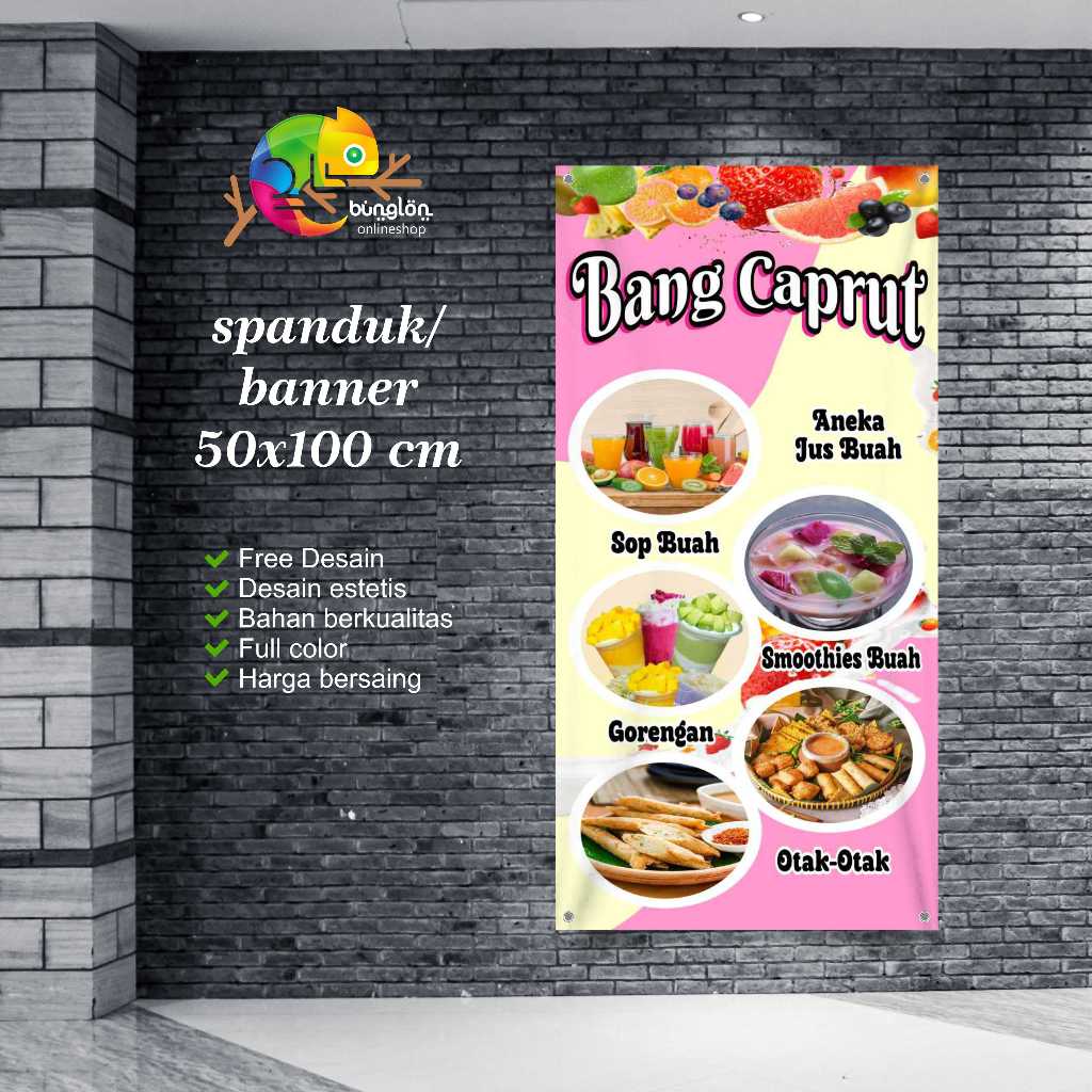 Jual Spanduk 50X100 Banner Aneka Minuman Makanan Sop Buah Gorengan ...