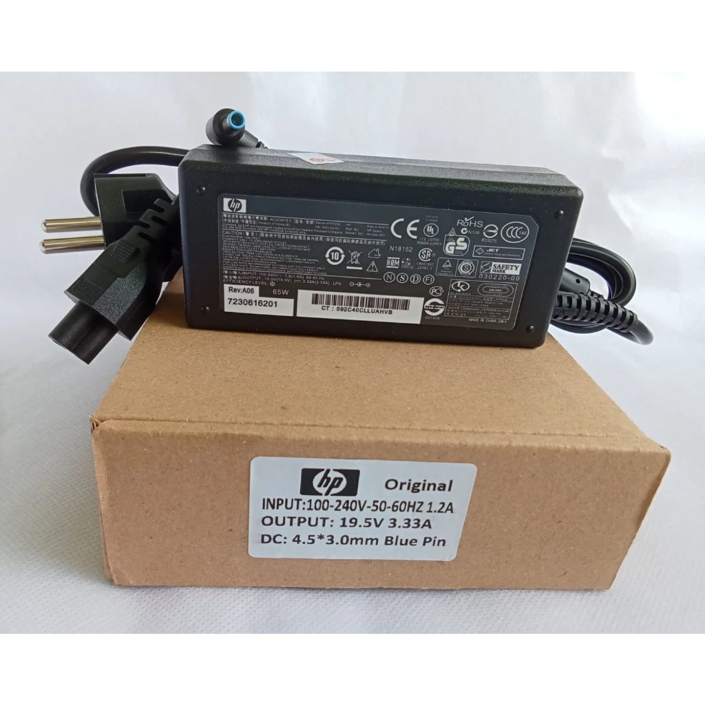 Charger Laptop HP 14 & 14s 19.5V 2.31A 45 Watt 19.5V 3.33A 65 Watt ORIGINAL Charger Laptop HP 14 & 14s 19.5V 2.31A 45 Watt 19.5V 3.33A 65 Watt Blue Pin ORI