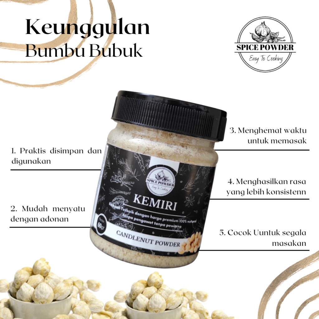 Jual Kemiri Bubuk - Bumbu Dapur Rempah Asli Murni Original Organik ...