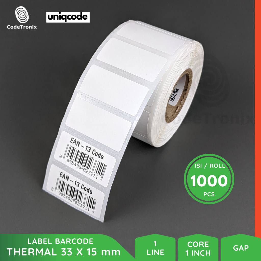 Jual Uniqcode Label Barcode Thermal 33x15 1 Line 1000pcs | Shopee Indonesia