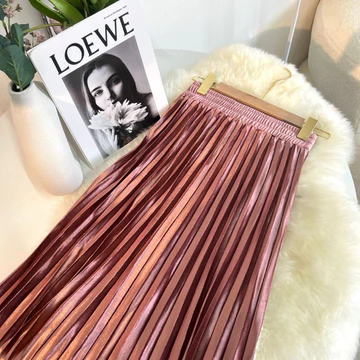 Rok Plisket Beludru POLOS Maxy Rok Beludru Premium