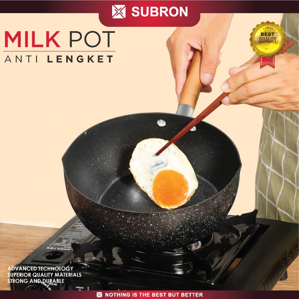 Jual Subron Panci Susu Hitam Anti Lengket Tebal Iron Lapis Teflon 16cm 18cm 20cm Milk Pot Gagang 8604