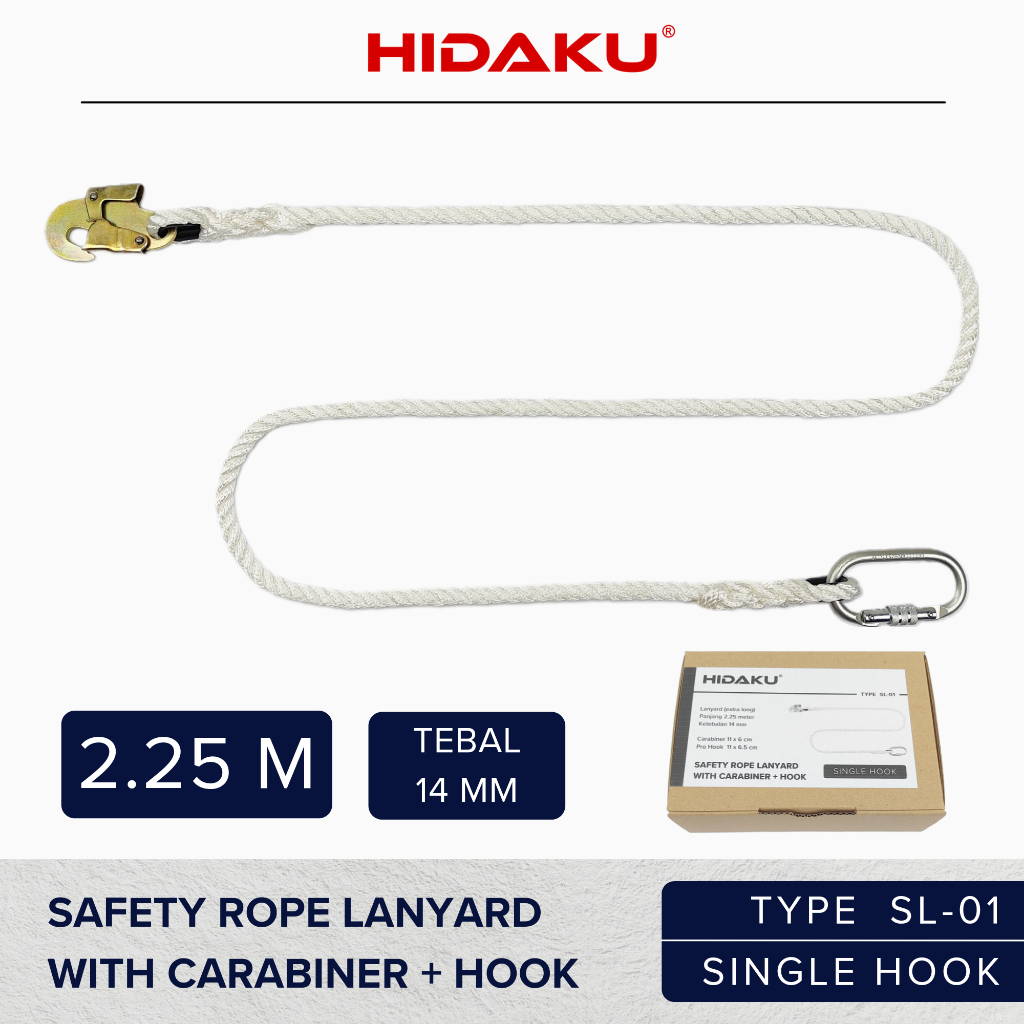 Jual HIDAKU Safety Lanyard Rope type SL-01 SINGLE HOOK / Safety