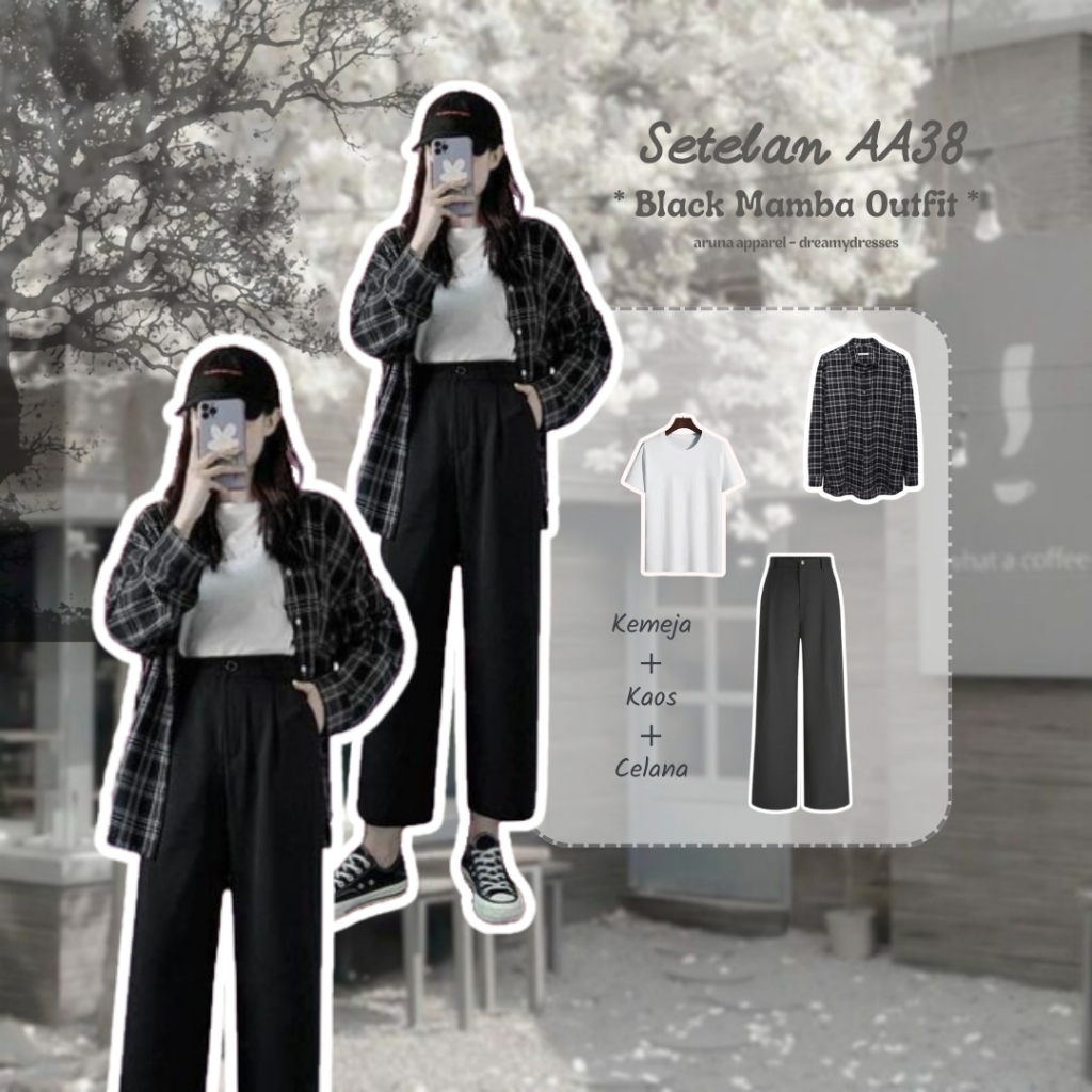 Jual One Set Retro Paket OOTD Outfit Korean Style Mamba Outfit Ullzang ...