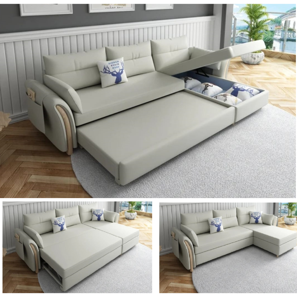 Jual GRATIS ONGKIR JABODETABEK COD SOFA BED Sudut L Hidrolik SURYA Rell ...