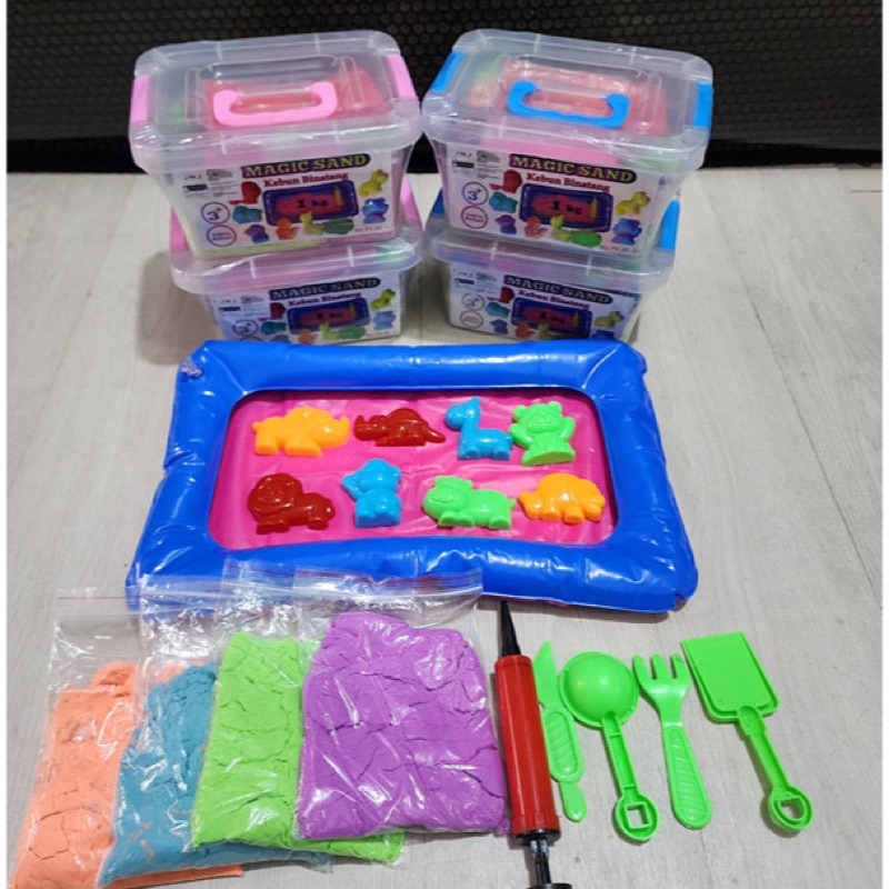 Jual Mainan pasir ajaib magic sand container box mainan anak | Shopee ...