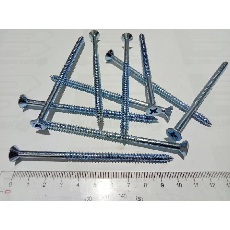 Jual 10 Pcs Tapping Screw FAB 12 x 4 / Sekrup 10cm Kepala Rata JF 12x4 ...