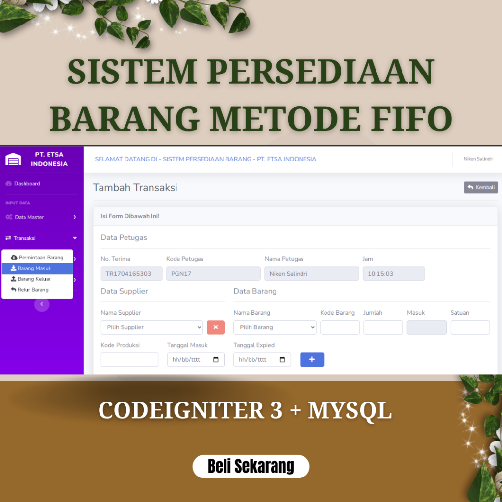 Jual Aplikasi Persediaan Barang Berbasis Web Codeigniter Dengan Metode Fifo Shopee Indonesia 5247