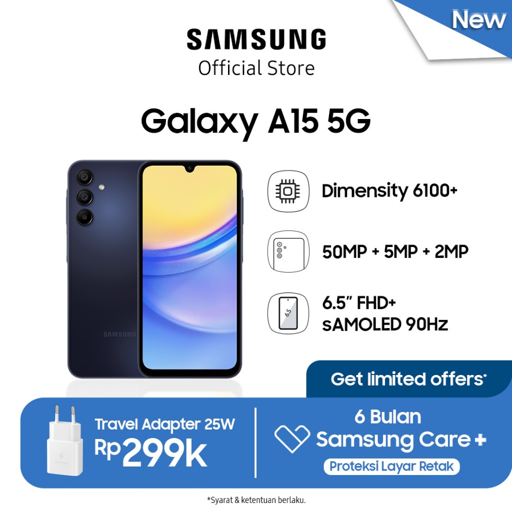 Jual Samsung Galaxy A15 5G 8/256GB - Blue Black | Shopee Indonesia