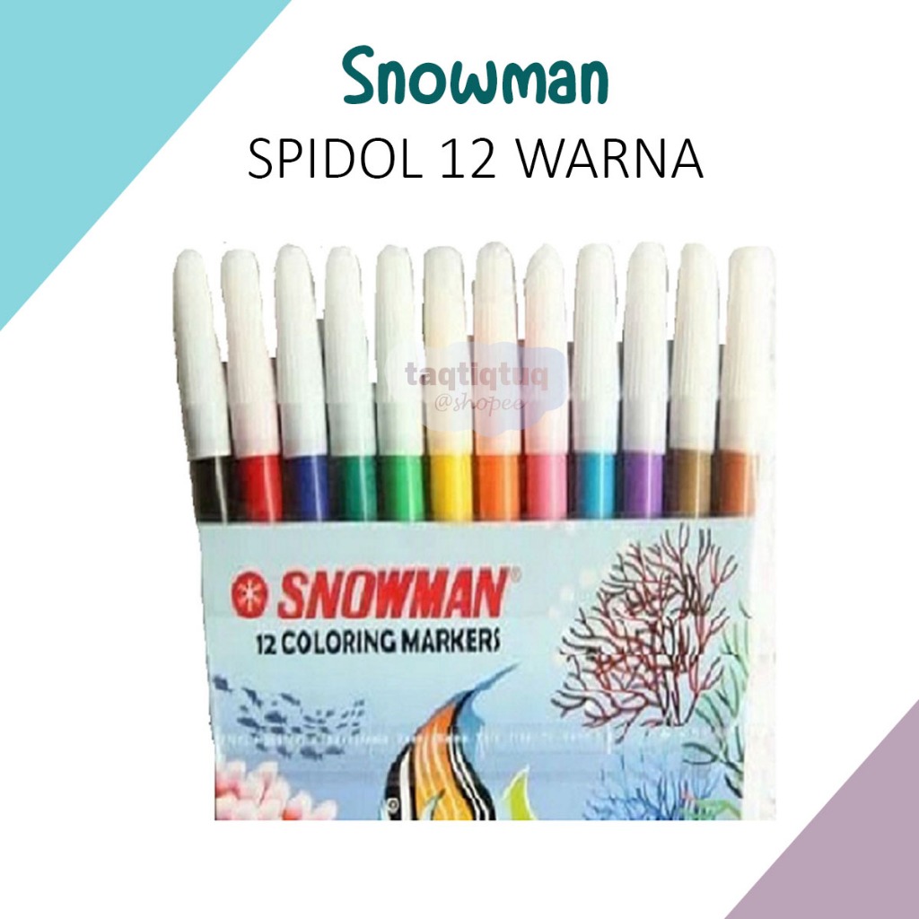 Jual Spidol Snowman 12 Warna Lengkap Coloring Markers Marker Spidol ...