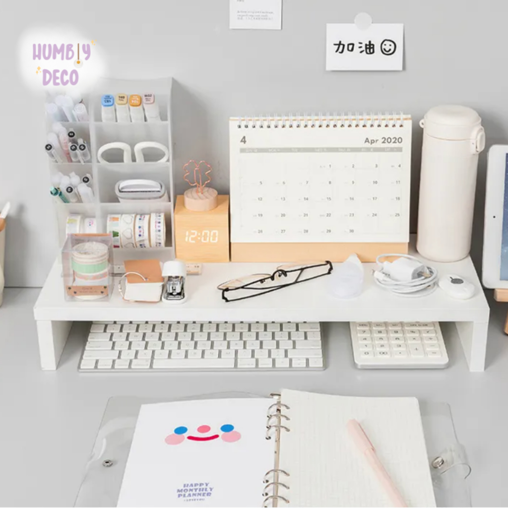 Jual Humbly Deco - Korean Aesthetic White Study Table Wood Rack Desk ...