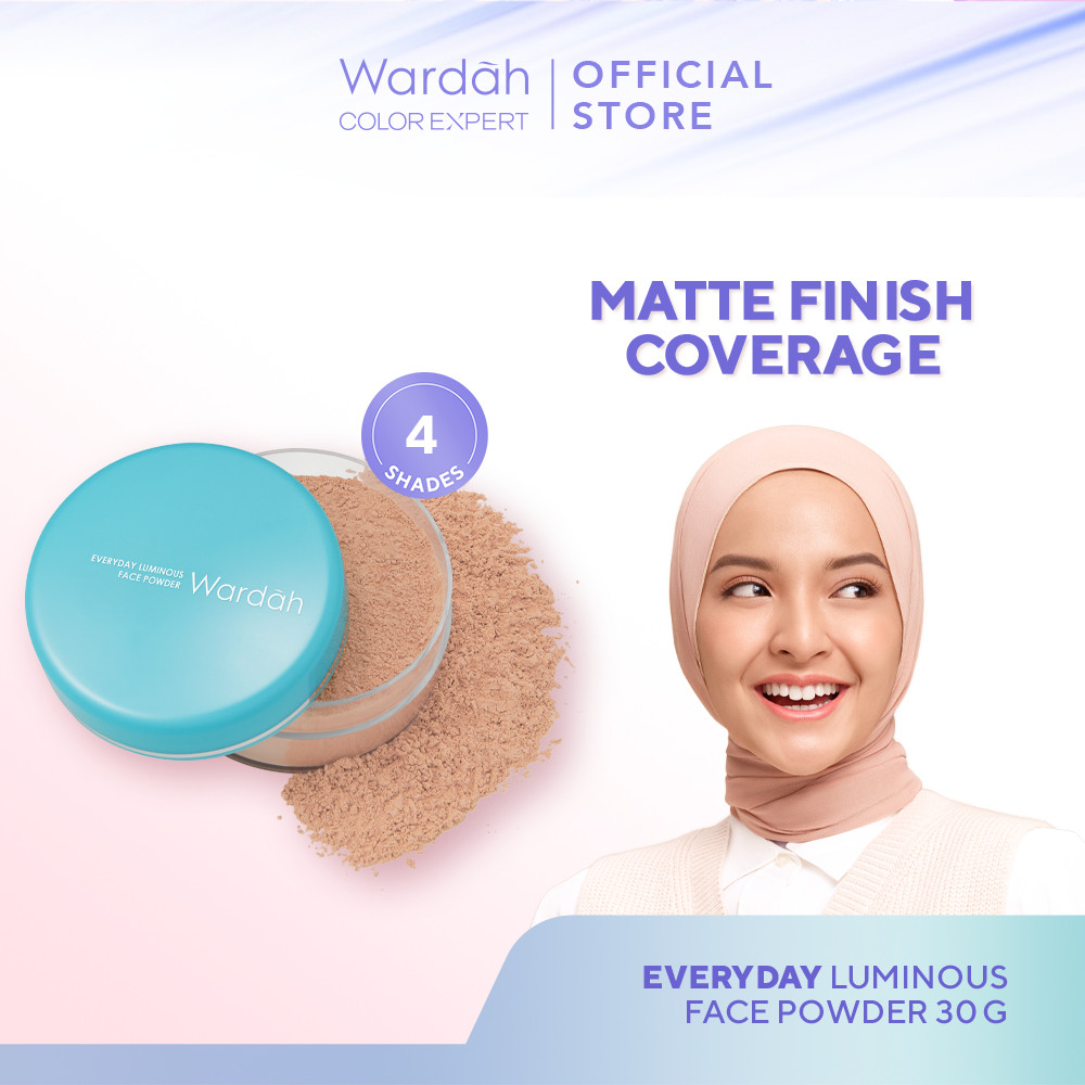 WARDAH Everyday Luminous Face Powder 30 g - Bedak Tabur Yang Halus, Natural, Ringan dan Melembabkan - Oil Control, Tahan Lama - Untuk Semua Jenis Kulit - Makeup