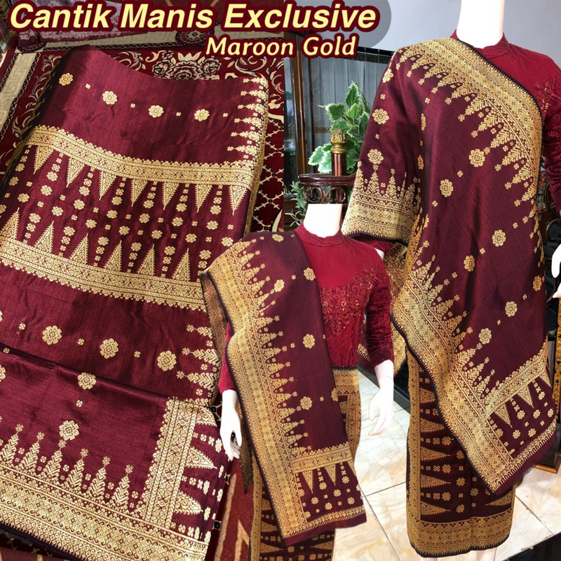 Jual Songket Cantik Manis Exclusive Maroon Gold /songket Tenun Asli ...