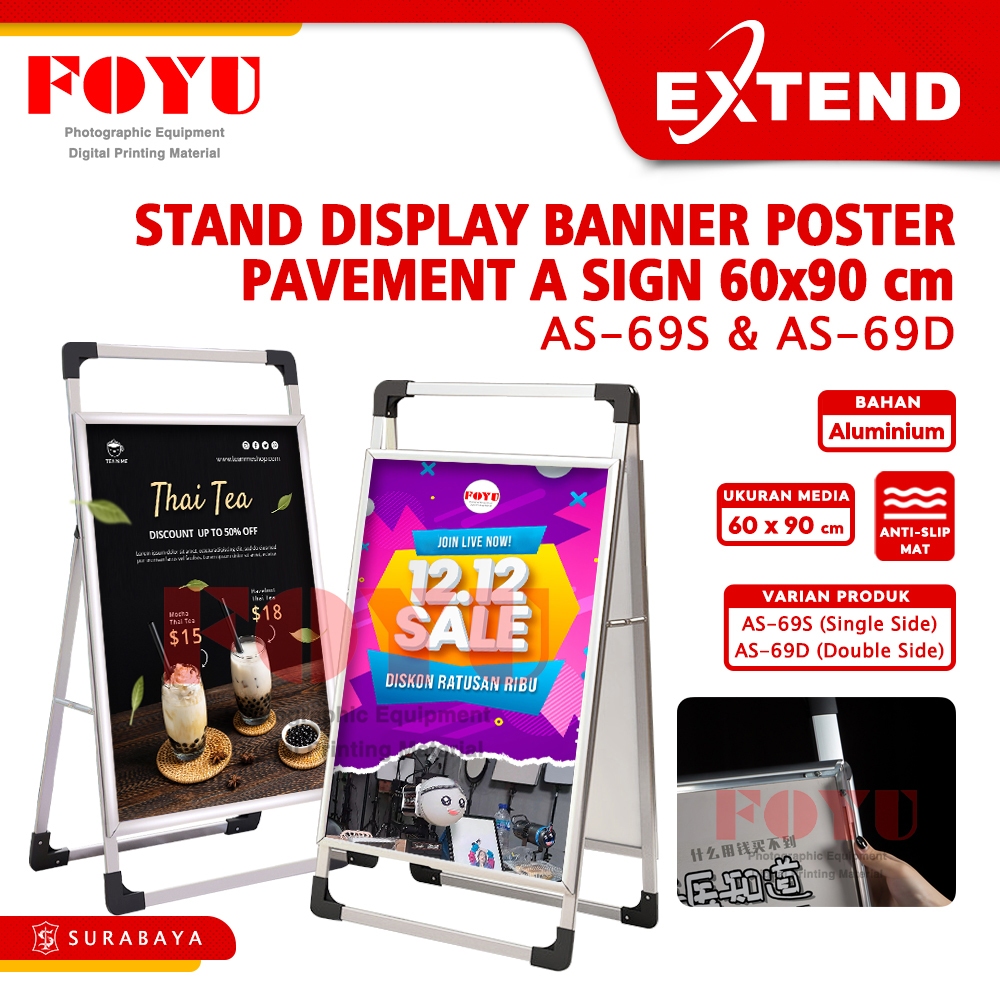 Jual Stand Display Banner Poster Pavement A Sign Board Double Single