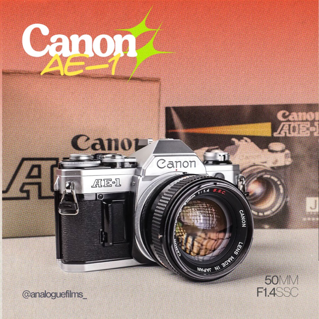 Pentax K1000 Black Canon AE-1 AE1 + 70mm Lens Manual Focus Kit