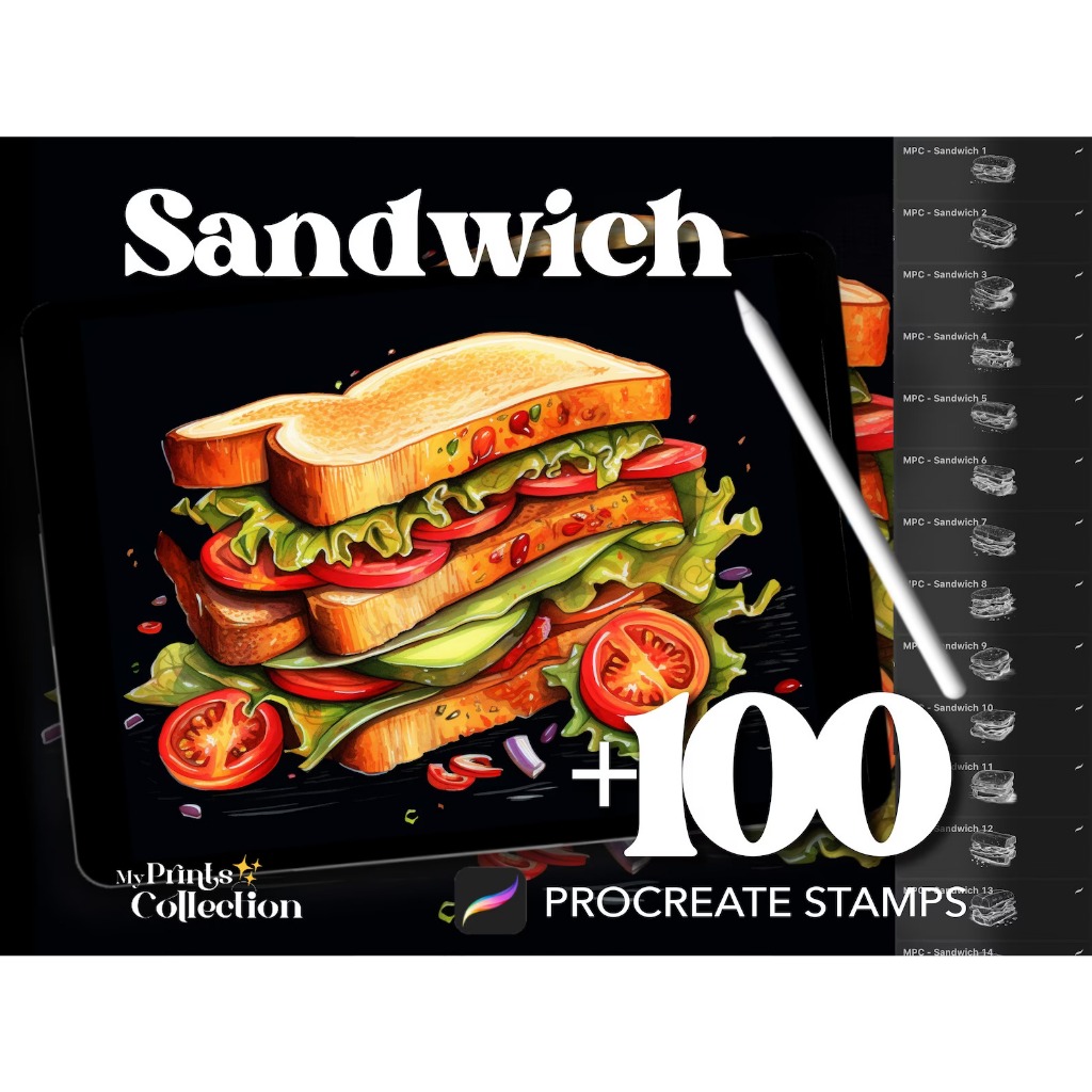 Jual Procreate Brush - 100+ Procreate Sandwich Stamps | Shopee Indonesia