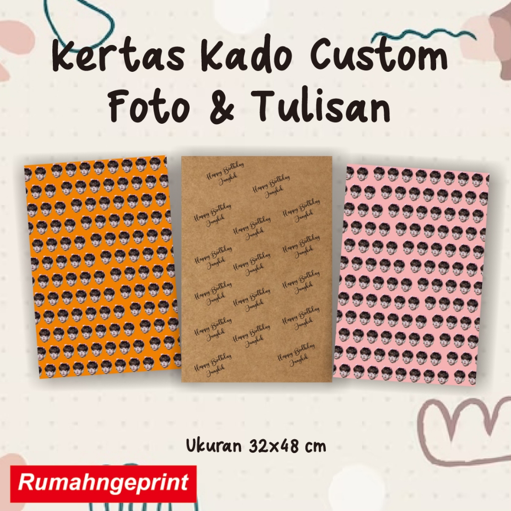 Jual Cetak Kertas Kado Custom Foto And Tulisan Shopee Indonesia 4746