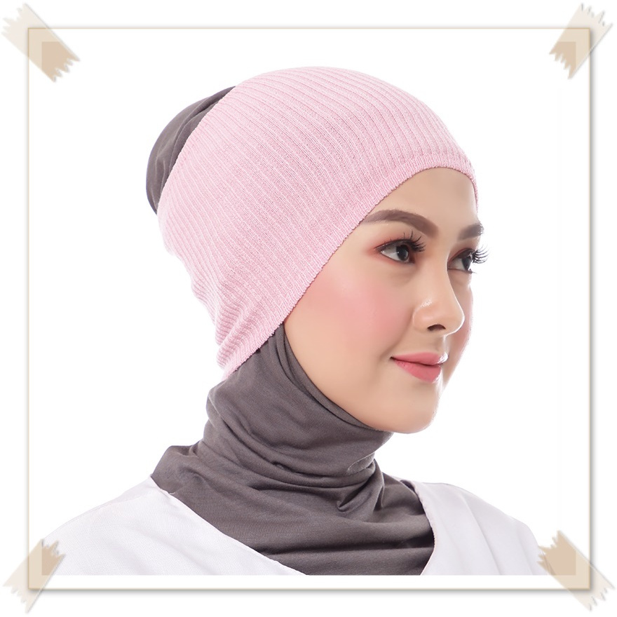 Jual Alimama Bandana Rajut 1 Warna Ciput Inner Hijab Jilbab Salur Anti Pusing Dewasa Premium