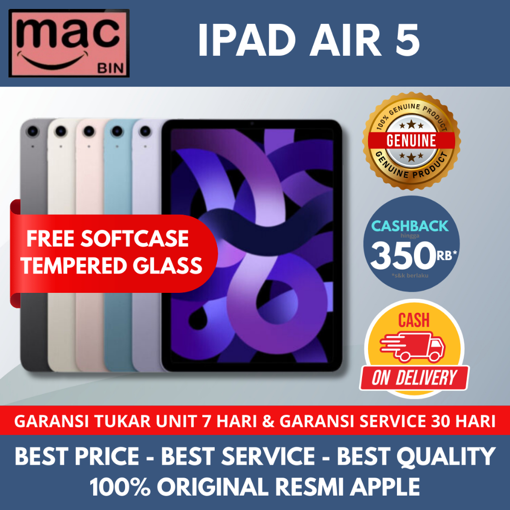Jual Apple iPad Air 5 2022 Wifi Cellular 64GB 256GB Second Original ...