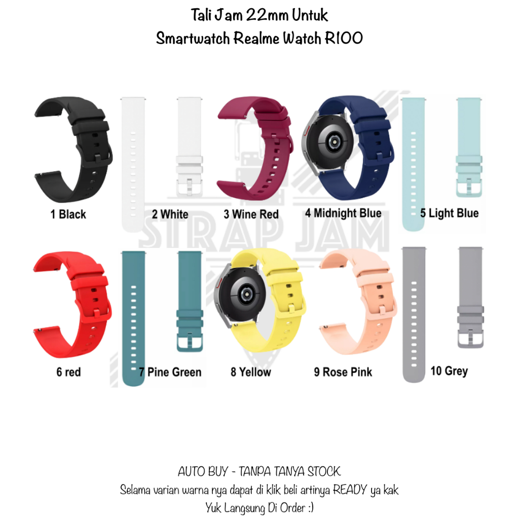 Jual PWK 22mm Tali Jam Tangan Realme Watch R100 - Strap Silikon Rubber ...