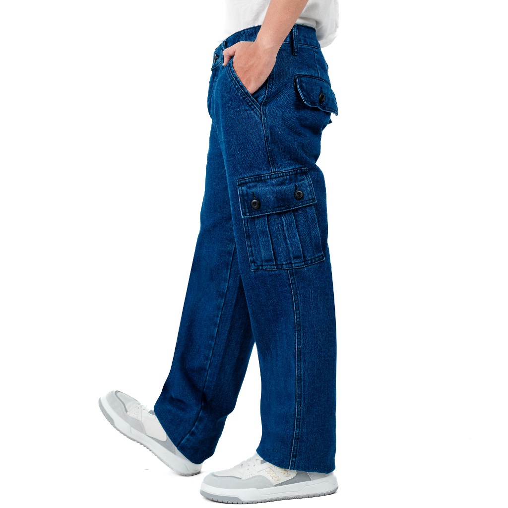 Gizmo Celana Cargo Jeans Pria Loose fit Reguler Gombrong Skena Cargo  pants Jeans Reguler Standard Denim washed Biowash