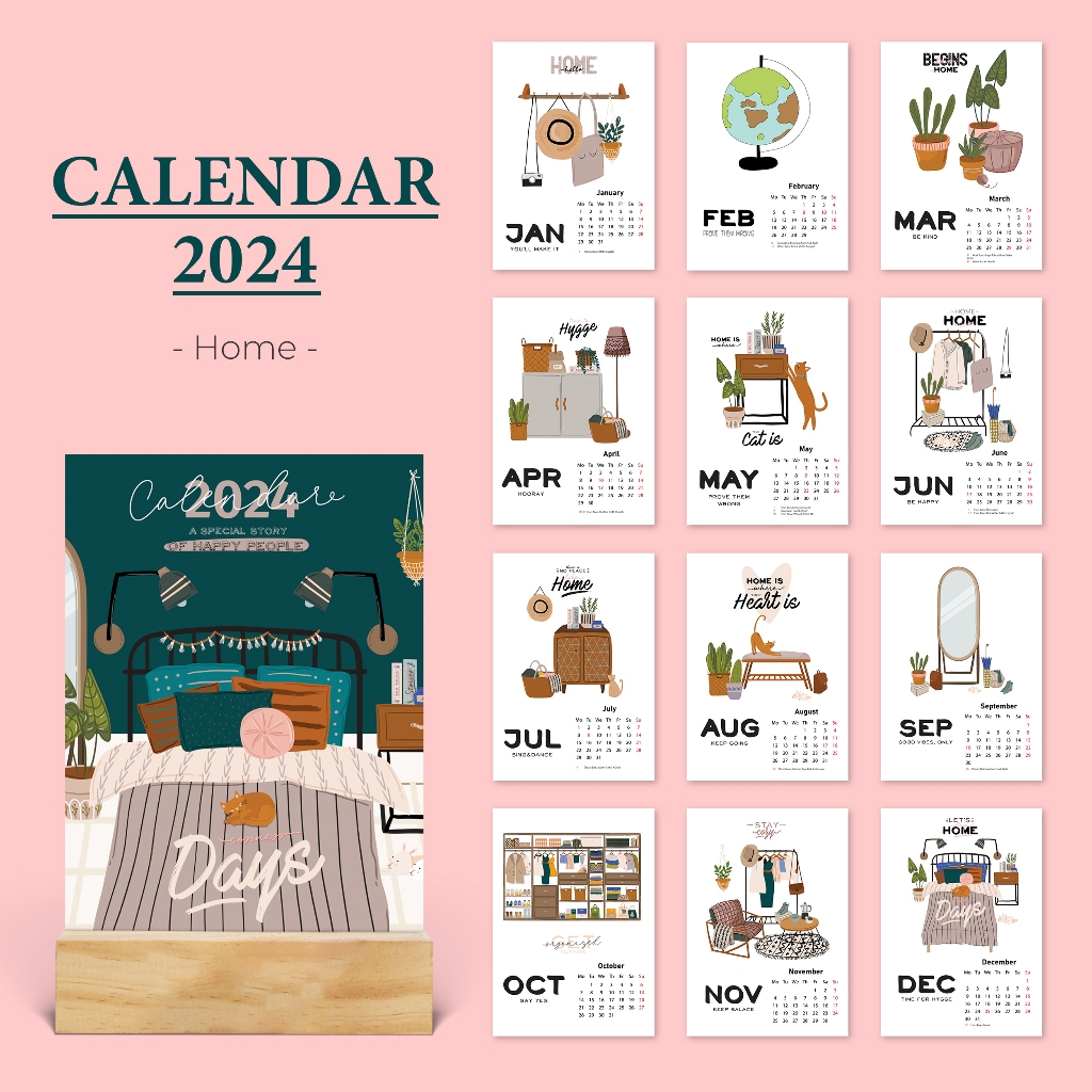 Jual Calendar 2025 A6 #Nature - Wooden Kalender A6 - Kalender Meja ...