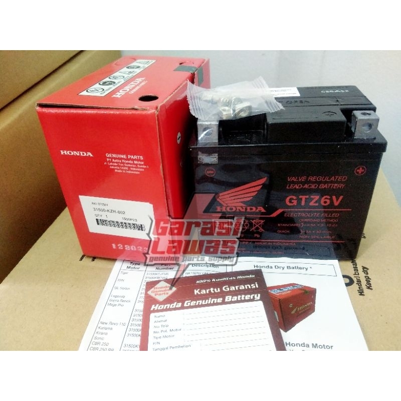 Jual 31500-KZR-602 Aki GTZ6V original AHM Honda Vario 125 aki kering