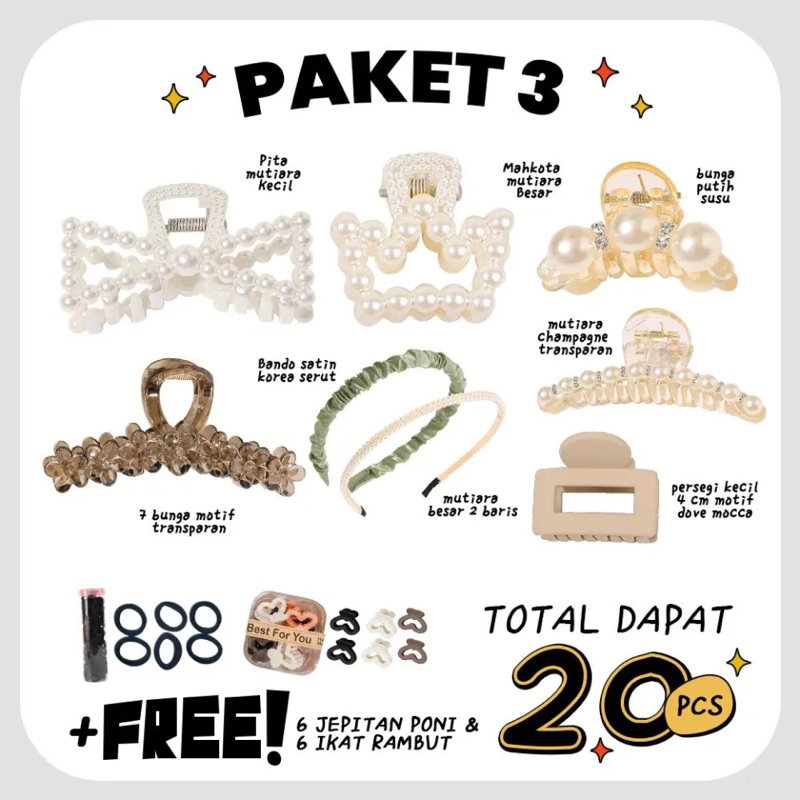 Jual ASESORIS RAMBUT KOMPLIT 10pcs,15pcs,20pcs | Shopee Indonesia