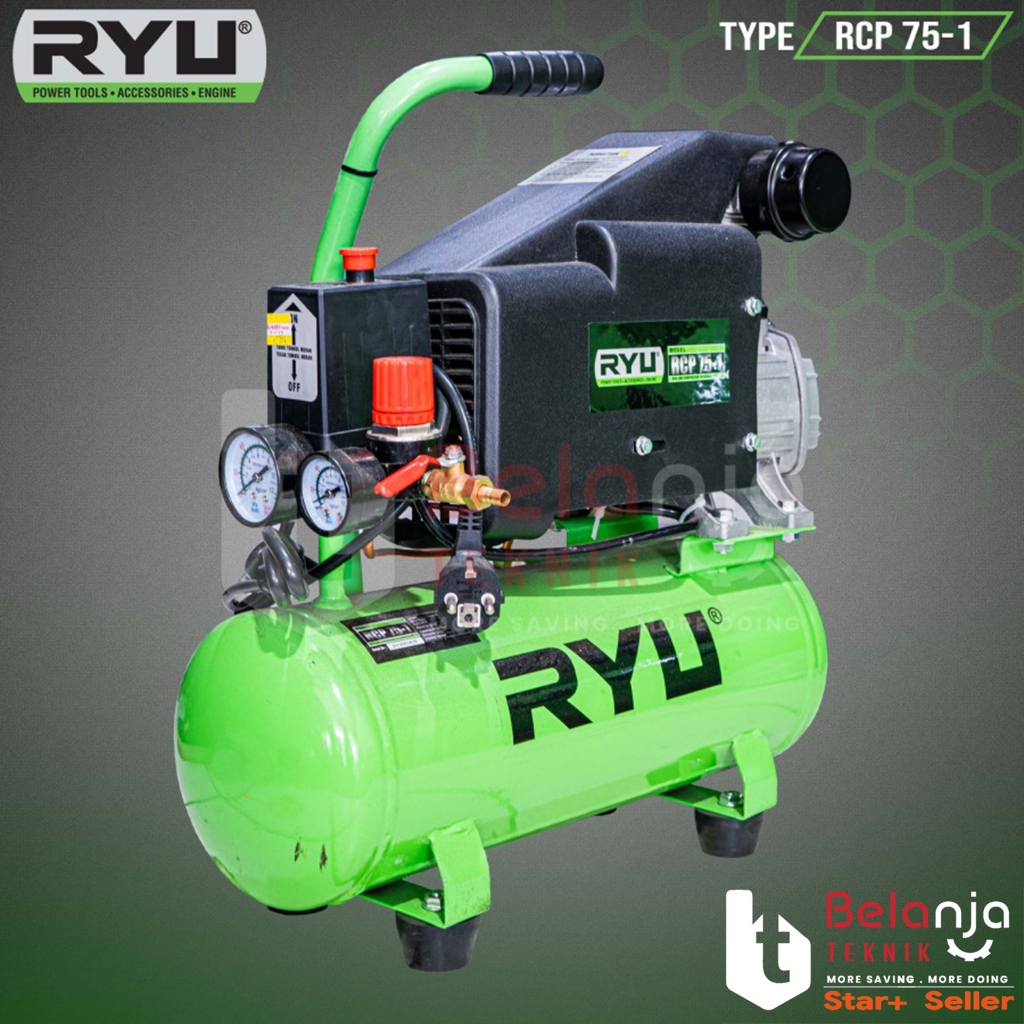 Jual Air Kompressor RYU RCP 75-1 Kompresor Angin Tekiro RCP75-1 0.75 Hp ...