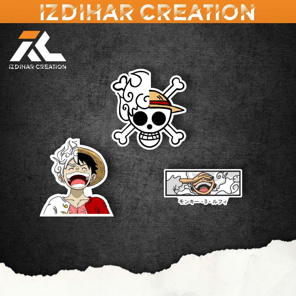 Jual Stiker anime sticker One Piece Luffy Sun God NikaLogo One Piece ...