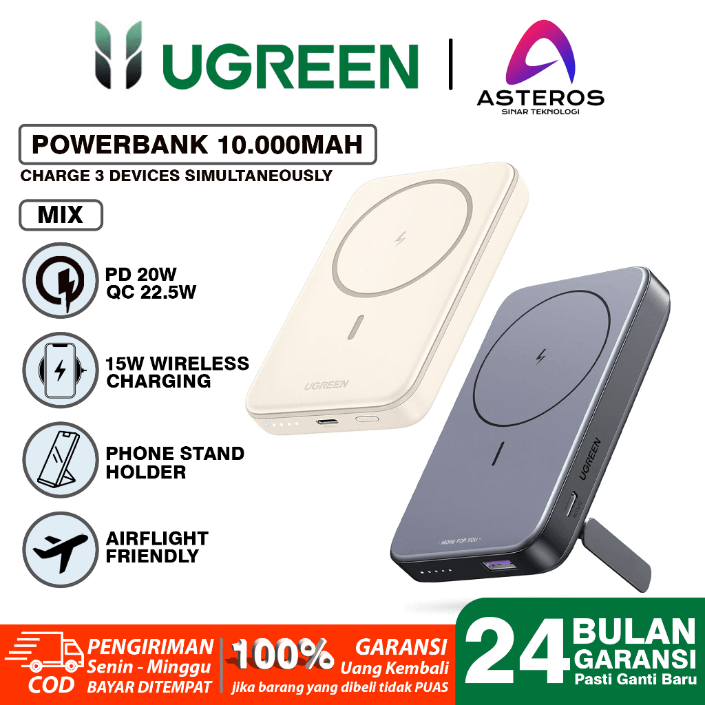 Jual UGREEN Power Bank For iPhone 11 12 13 14 Magsafe Fast Charging 15w
