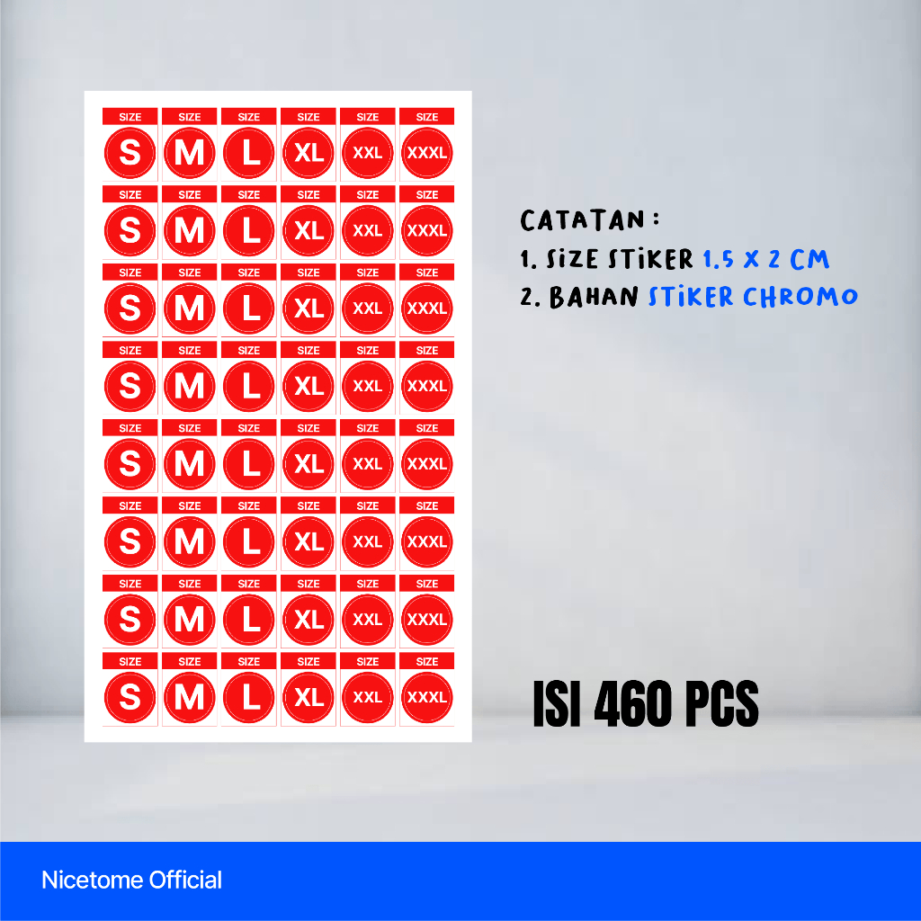 Jual Stiker Ukuran Baju | Stiker Size | Label Size | -+460pcs ...