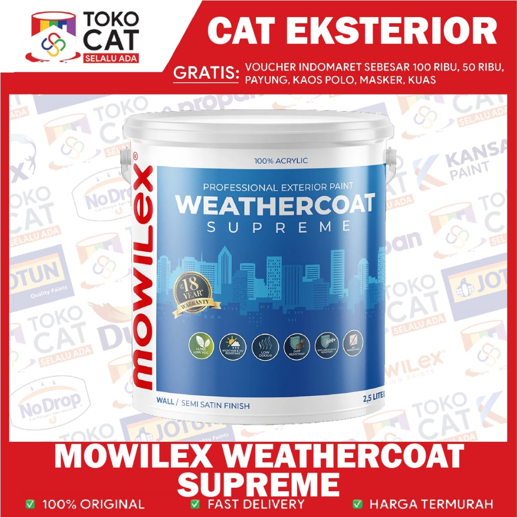 Jual Cat Tembok Interior Mowilex Weathercoat Supreme Warna Putih 2 5