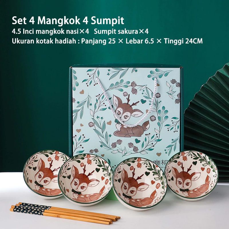 Jual Mangkok Set Japan Motif Antik Bahan Keramik Plus Paper Bag Dan