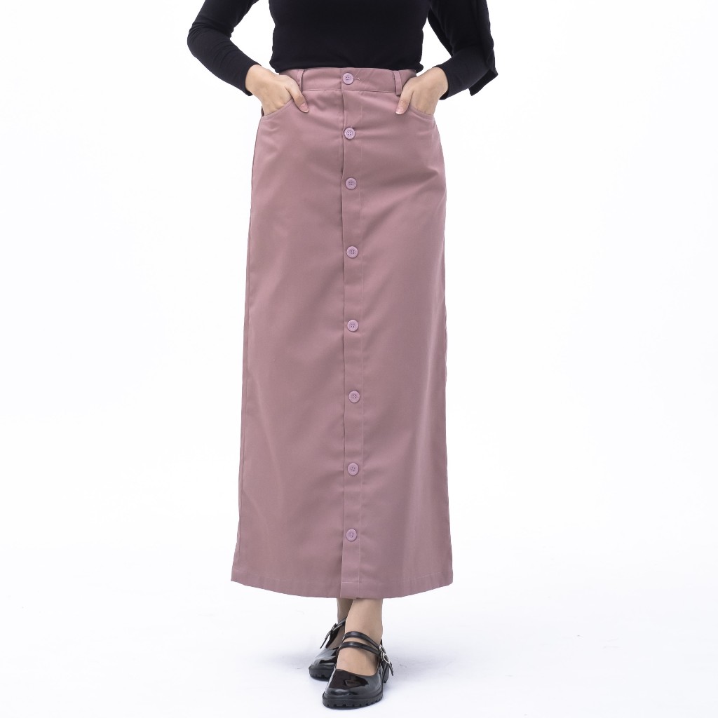 Jual FINCLO- Button Skirt | Rok Span Model H Line Kancing Depan Full ...